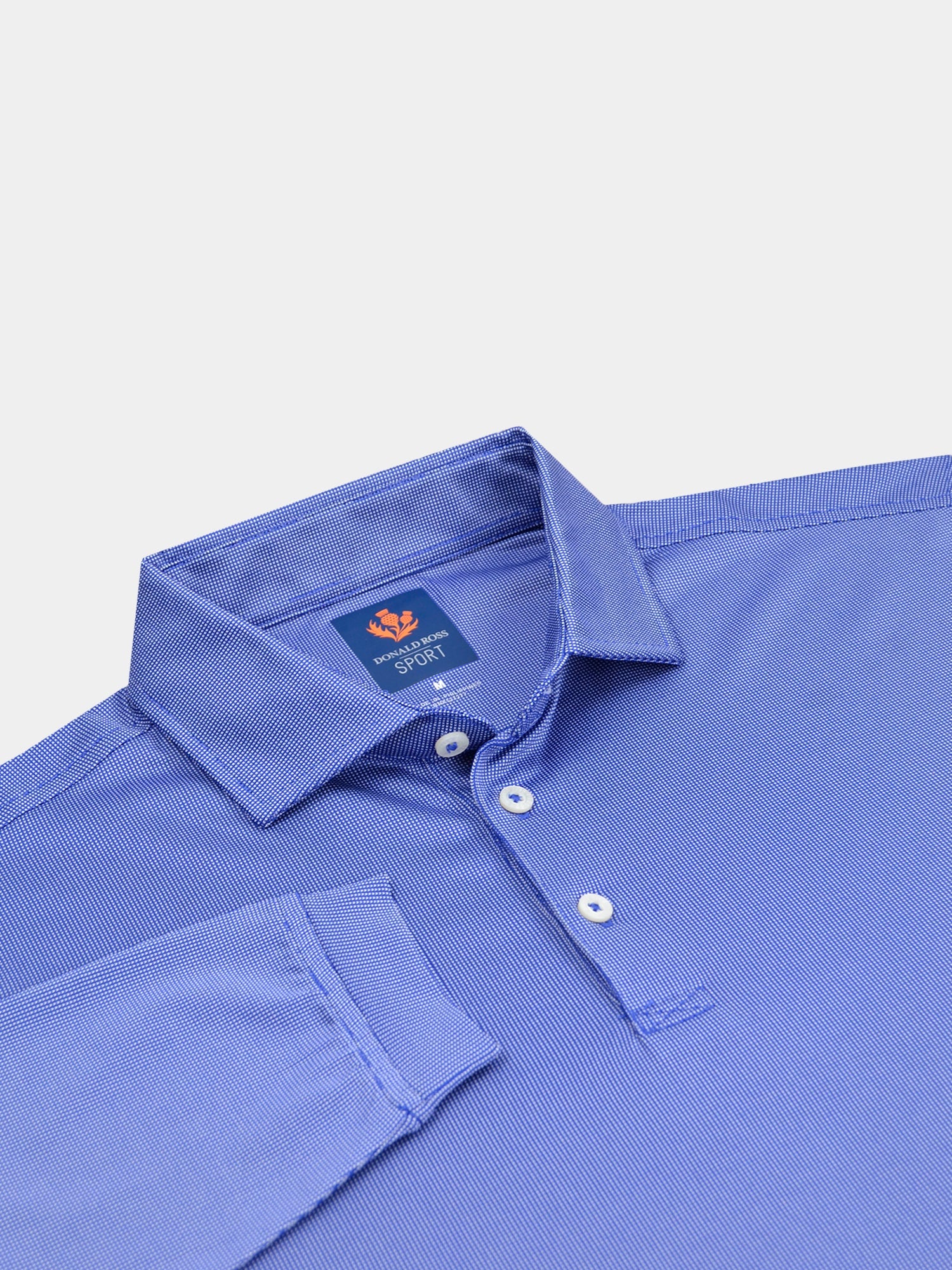 Donald Ross Men's Jacquard Long Sleeve Solid Polo - Sport Fit -, Indigo / XL