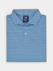 Folded blue multi-striped golf polo shirt for men