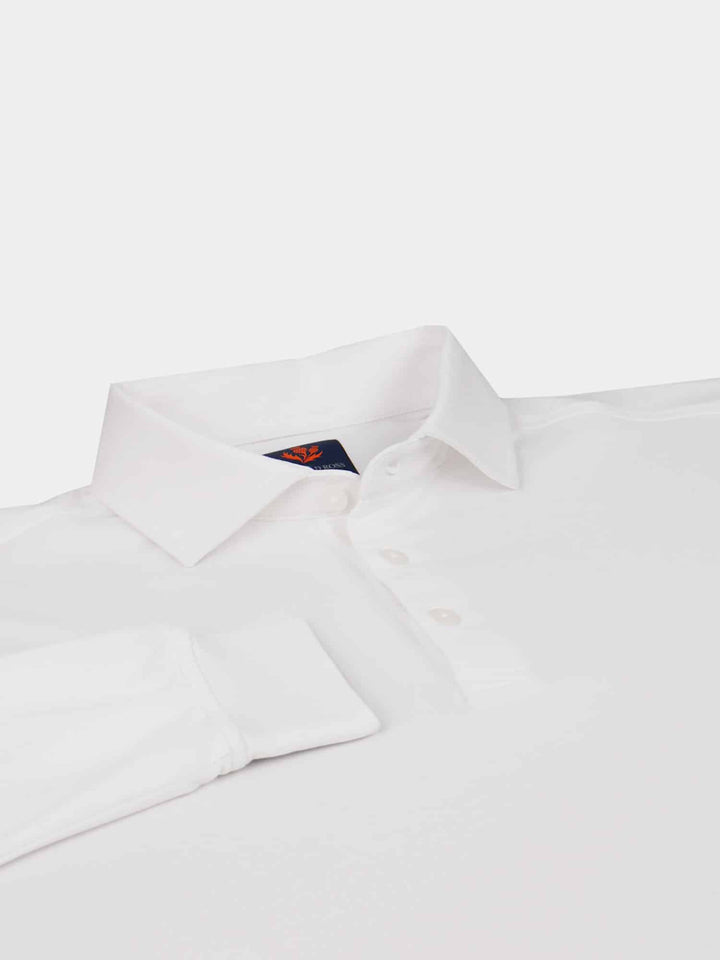 Long Sleeve Performance Polo - White