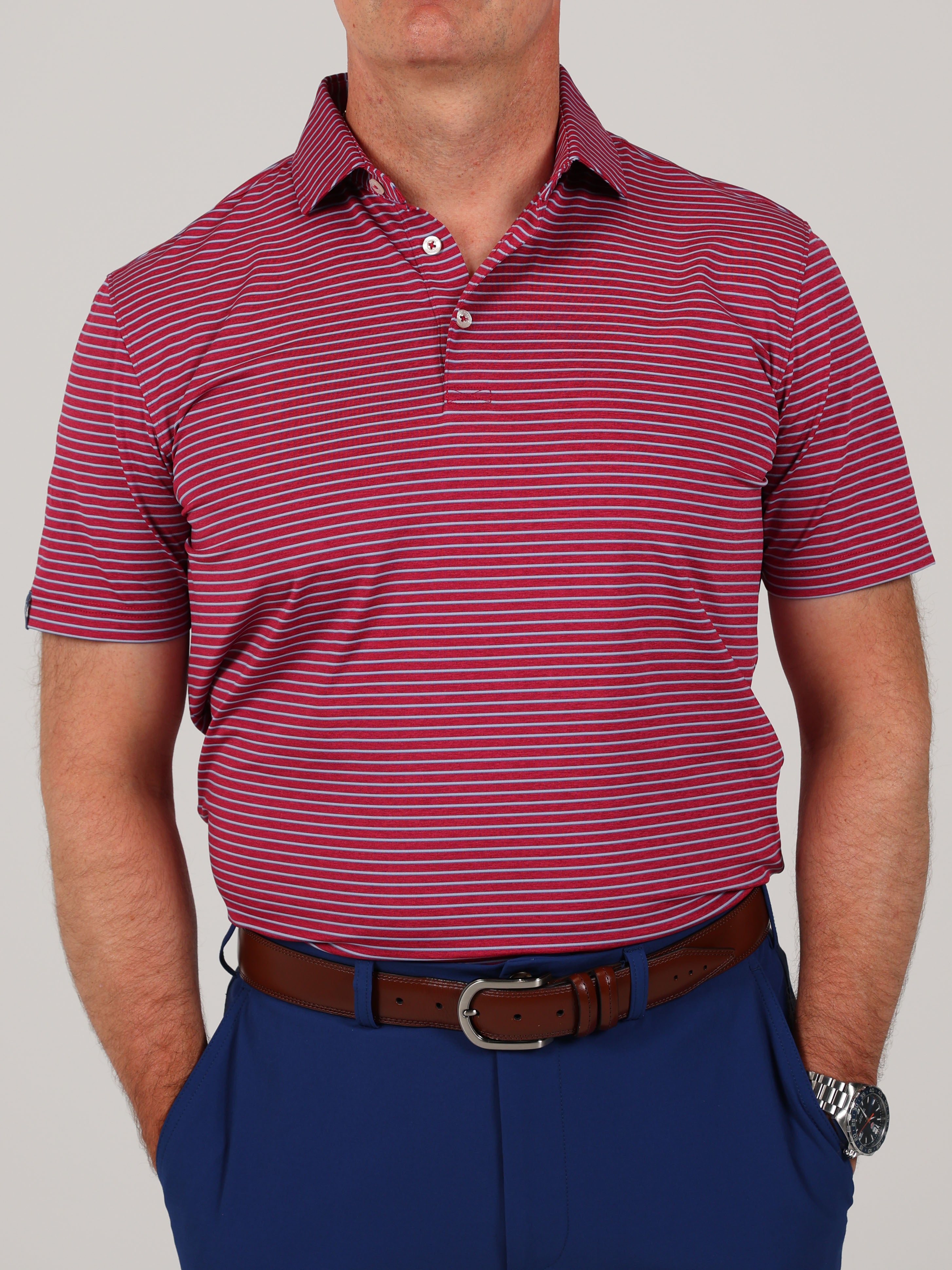 Donald Ross ELOM-SHADOW STRIPE W/VERTICAL STRIPE COLLAR | Donald Ross, Merlot / XXL Donald Ross ELOM-SHADOW STRIPE W/VERTICAL STRIPE COLLAR | Donald Ross, Merlot / XXL