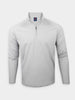 White long-sleeve zip-up golf pullover against a plain background