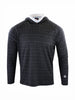 A men's sport fit Fair Isle performance hoodie in black featuring a classic Nordic-inspired pattern across the chest and shoulders.
