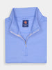 A neatly folded, light blue quarter-zip pullover with a high collar, from Donald Ross Sportswear