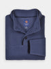 Folded blue fleece golf jacket with a textured surface, featuring a collar and buttons