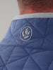 Back view of the Caleb full-zip sport fit performance jacket in azure blue designed for lightweight layering and breathability on the course.