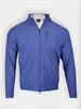 Men's royal blue zip-up jacket with a stand collar and minimalist design