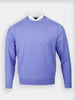 Light purple golf sweater with a round neck worn over a white collared shirt