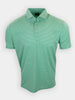 Light green striped polo shirt displayed against a plain background.