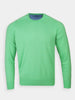 Light gray, long-sleeve sweater with a crew neckline and ribbed cuffs, featuring the Donald Ross logo on the inner neckline