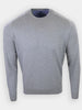 Gray sweater with long sleeves and a round neckline displayed on a plain white background.