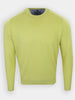 Light yellow long-sleeve sweater with a round neck displayed flat against a neutral background.