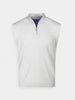 Light grey sleeveless vest with a high collar and half-zip neckline, set against a white background