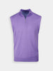 Sleeveless lilac pullover in soft fabric with a quarter-zip collar, offering a casual yet stylish look on a plain white background