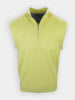 Light yellow sleeveless sweater with a zippered collar displayed against a plain background.