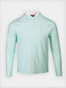 A light mint green long-sleeve hoodie with a subtle texture, displayed on a plain white background