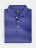 Folded men's blue and white striped polo shirt by Donald Ross