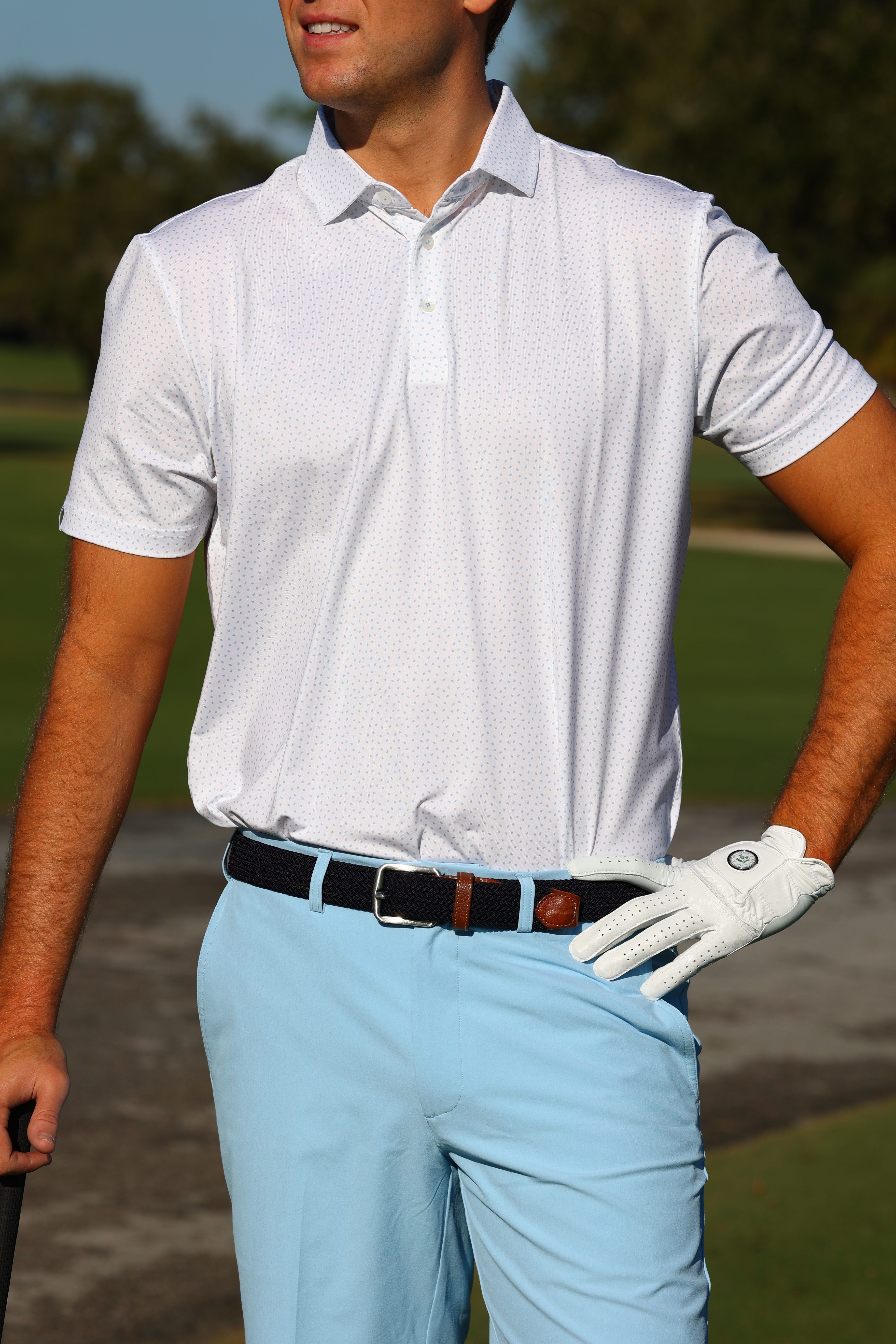 golf shirt with dress pants White Blade Polo Primo Apparel like feel than most synthetic fabricslike youre wearing a luxurious t Callaway Men's Golf Heather Geo
