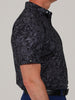 Black Jacques Sport Fit polo featuring a tonal lace floral print and two-button placket.