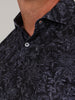 Black Jacques Sport Fit polo featuring a tonal lace floral print and tailored back fit.