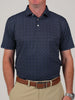 Simon baby pique floral print, a golf polo featuring a navy blue shirt and tan pants
