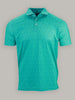 Green polo shirt with a subtle football pattern, buttoned collar, and short sleeves. The design is clean and vibrant.