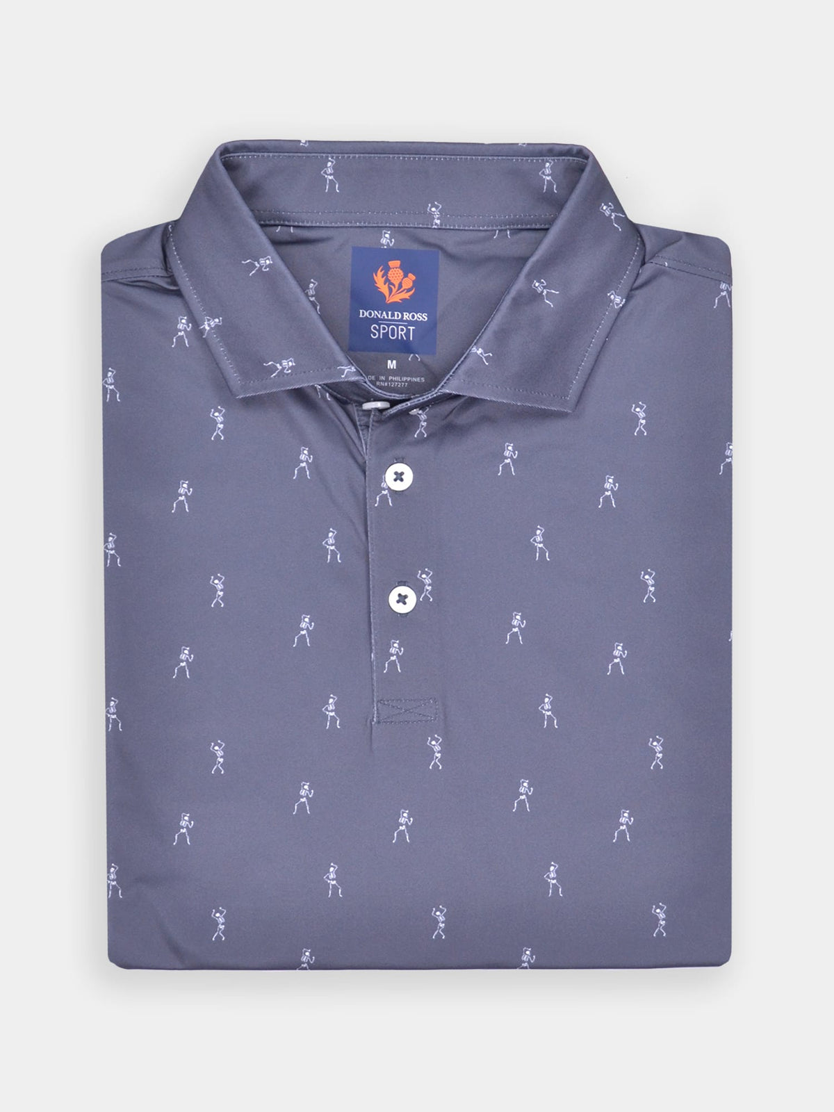 Skeleton Print Performance Polo- Sport Fit -