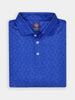 Folded royal blue golf polo shirt for men with subtle patterned design