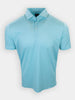 Light blue short-sleeve polo shirt with a dotted pattern displayed against a white background.