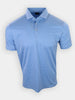 Light blue polo shirt with a navy blue pattern displayed against a plain background.