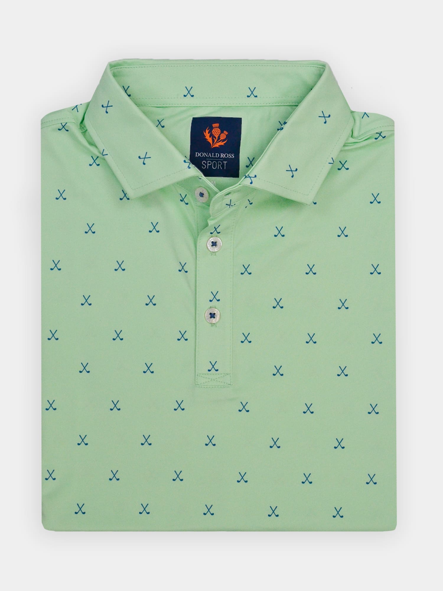 Donald Ross Men's Golf Clubs Print Polo - Sport Fit -, Aloe / L Donald Ross Men's Golf Clubs Print Polo - Sport Fit -, Aloe / L