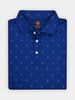 Folded blue polo shirt with a small, light blue colf club cross pattern
