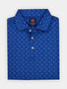 Navy paisley print polo shirt with a subtle skull pattern