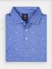 Blue polo shirt with a grid and small tequila pattern, folded neatly
