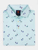 Light blue polo shirt with a subtle multicolored magic lamp pattern
