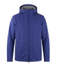 Royal blue hooded jacket with full front zip and raglan sleeves featuring a grey interior lining.