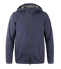 Navy blue zip-front hooded jacket with front pockets and a relaxed contemporary fit.