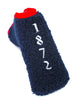 Navy wool blend sock with red cuff and white embroidered "1912" numbering on the leg.