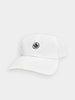 White baseball cap with an black Donald Ross emblem on the front