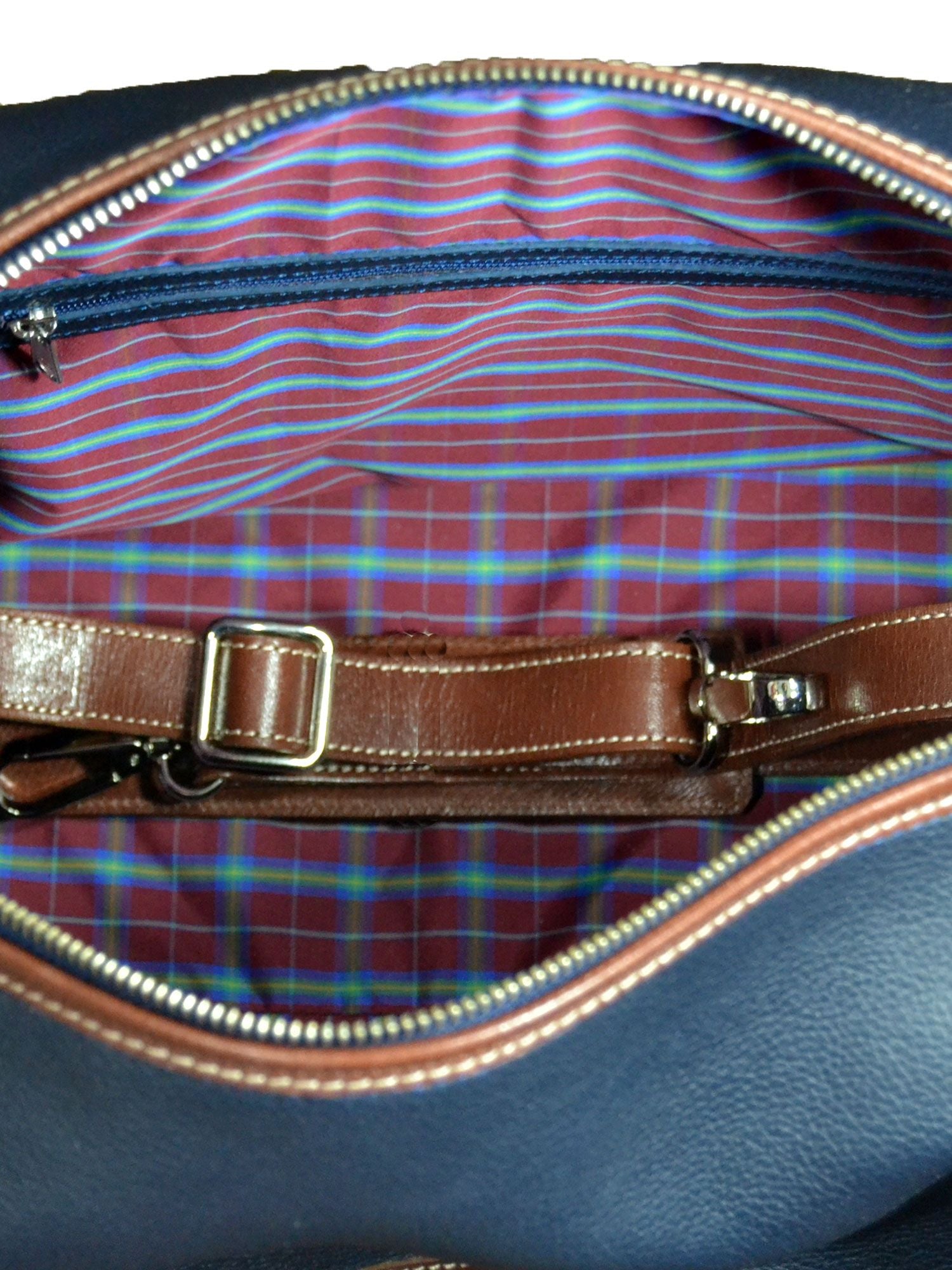 Classic Tartan Lined Duffle Bag - Navy | Donald Ross Sportswear