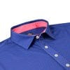 Mens Performance SPORT Golf Polo Shirt - Dot Print - Navy Blue / Peony Pink
