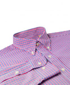 Gingham Check Woven Sportshirt - Navy/Scarlet/White DR633-220-400-edited