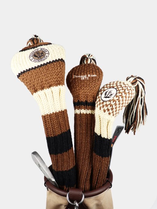Knit Headcover Set - Brown Tan-headcovers