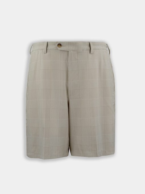 Walker Shorts - Prince Of Wales Pattern - Khaki Tonal DR071-121-210_Grey-Background