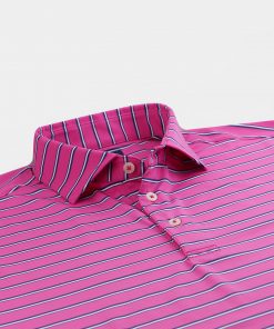 Men's Golf Shirts and Polos - Flamingo/Navy/Cream