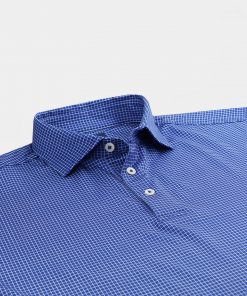 Golf Polo and Shirts For Men- Blue Checkered Print