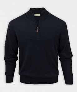 Men's Merino Wool Sweater - 1/4 Zip Black