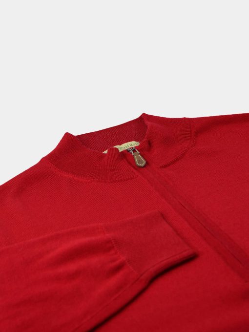 Men's Merino Wool Sweater - 1/4 Zip Scarlet
