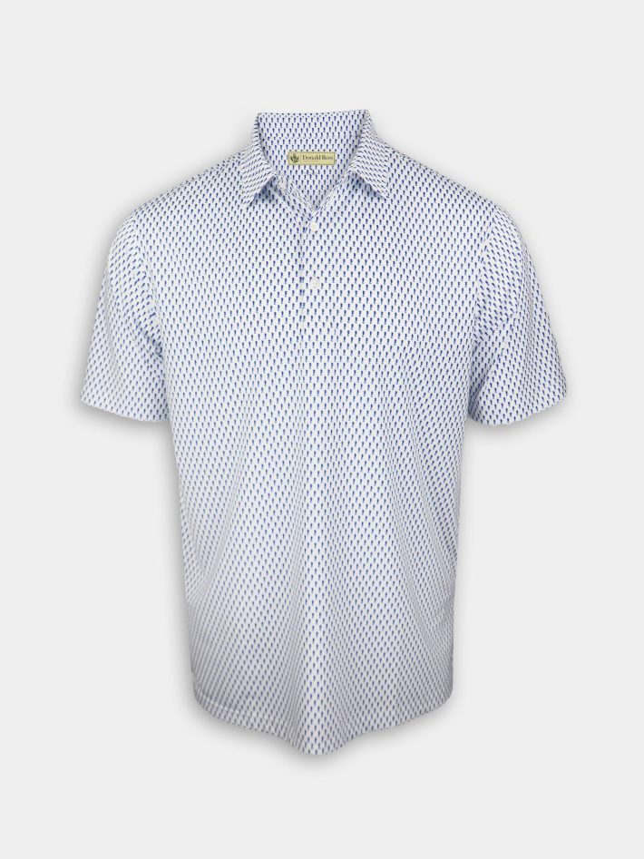 Seahorse Print Classic Fit White Golf Polo Shirt