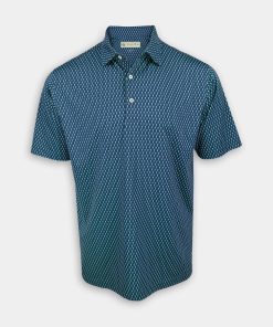 Seahorse Print Classic Fit Navy Golf Polo Shirt