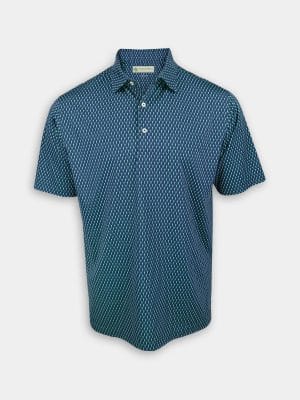 Seahorse Print Classic Fit Navy Golf Polo Shirt
